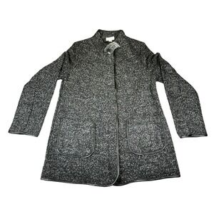 Susan Graver Womens Size 8 Boucle Zip Jacket Gray Black Long Sleeve